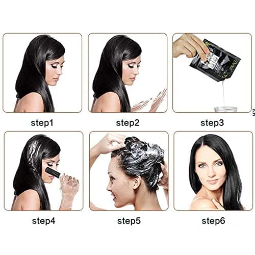 YUOLITA 10 PCS Shampooing Cheveux Noirs pour Hommes Femmes, Teinture Instantanée Cheveux Shampoing aux Ingrédients Naturels Dure 30 Jours Shampooing Teinture Cheveux