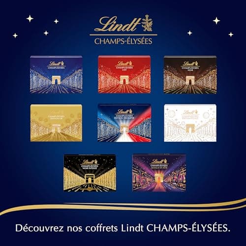 Lindt - Boîte CHAMPS-ÉLYSÉES Édition Triomphe - Assortiment de Chocolats au Lait, Noirs et Blancs - Idéal pour Noël, 460 g