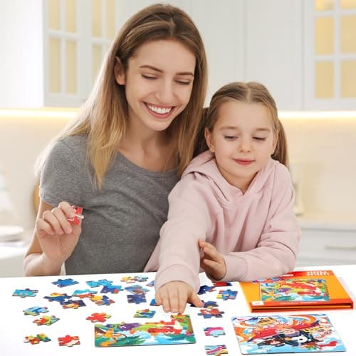 Jouet Puzzle en Magnétique pour Enfant, Montessori Puzzle en Bois de Animaux Dinosaure, Livre de Puzzle Assorti Jouet Éducatifs Apprentissage Cadeau pour Fille Garçon 3 4 5 Ans