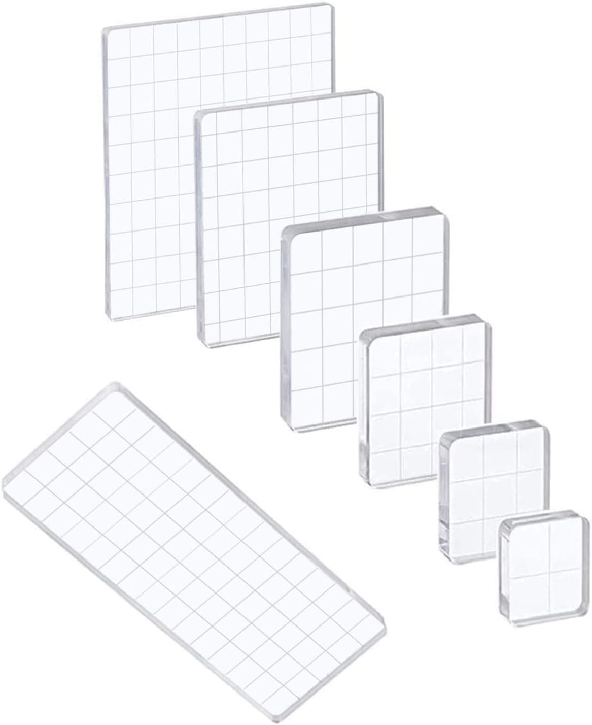 YXHZVON Bloc de Timbre Acrylique 7 pièces, Bloc de Timbre Acrylique avec Lignes de Grille, kit de Fabrication de Timbres pour Scrapbooking, Outil de gaufrage pour Timbre de Noël