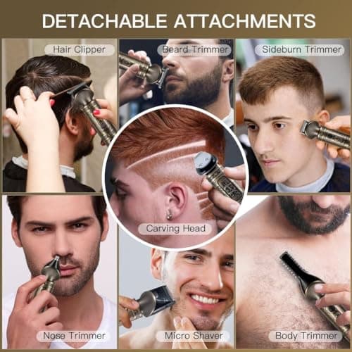 Surker Tondeuse Barbe Homme Tondeuse Cheveux Professionnelle Avec Lame en T de Coupe de Cheveux Chauve 0 mm Rasoir électrique Tondeuse Corps de Précision pour Nez 7 en 1