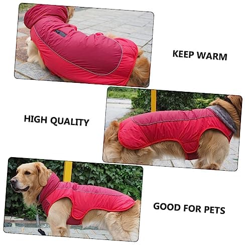 TOGEVAL vêtements de Chien col de Winter Hiver Habit de Neige pour Chien Manteau imperméable pour Chien vêtements en Coton pour Chiots vêtements Chauds pour Chiots Polyester Rouge