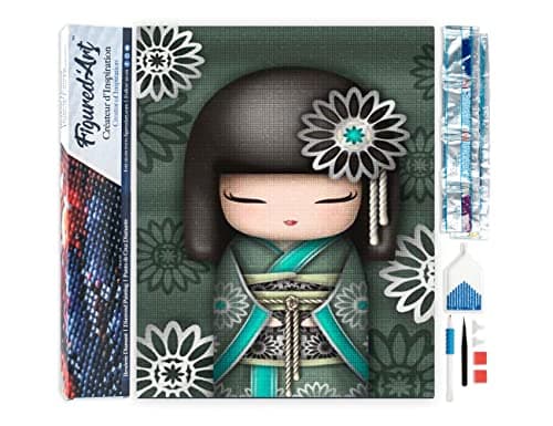 Figured’Art Diamond Painting Broderie Diamant 40x50cm Toile Entière Roulée avec Strass Perles Carrés - Habit Asiatique - Kit Complet 5D DIY Activité Manuelle Loisirs Créatifs Adultes