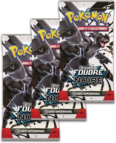 Pokémon JCC : Collection Autocollant réajustable Écarlate et Violet – Foudre Noire – Symbios (1 Carte Promo Brillante et 3 boosters)