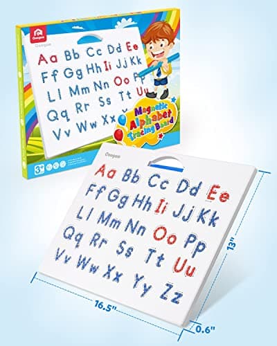 Coogam Lettres Magnétiques Practicing Board, Aimants Tracing ABC Alphabet Board Apprendre à écrire Jouet Éducatif Fine Motor Montessori Cadeau pour 3 4 5 Ans Enfants