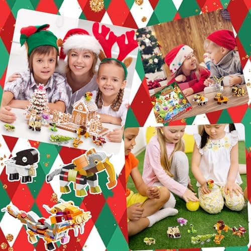 Bloc de Construction Noël pour Enfants 2024, Bloc de Construction de Noël 2024 DIY, Noël 2024 Bloc de Construction D'animaux, Noël 2024 Jouet de Construction pour Enfant, Jouet de Construction Noël