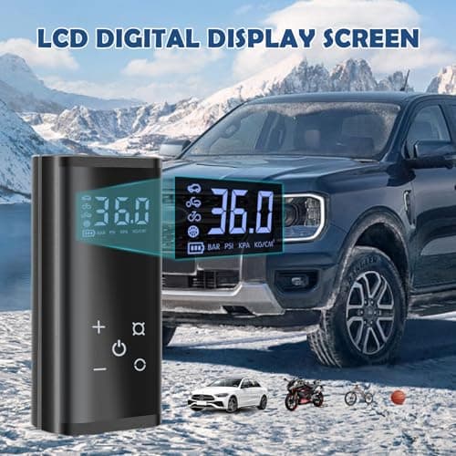 YUGUANG Gonfleur de Pneu Compresseur d'air Portable Pompe à air pour Voiture, 6000mAh Compresseur d'air électrique de Pompe à air sans Fil 150 PSI avec écran Tactile/éclairage pour Moto Auto Vélo.
