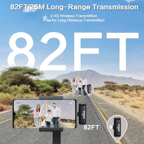 OSA Micro Cravate pour téléphone avec étui de Chargement et émetteur Affichage numérique – Lot de 2, pour téléphone de Type C, Enregistrement, Enregistrement vidéo Professionnel(USB C)