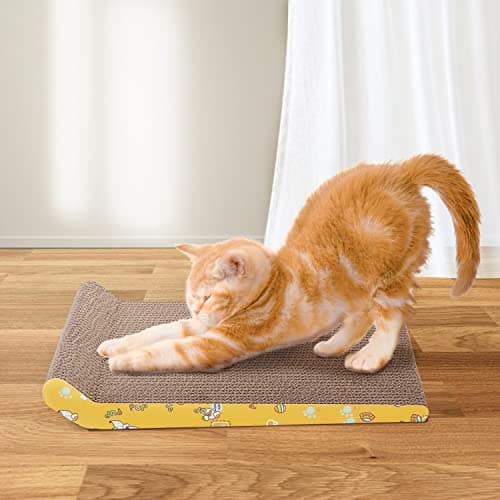 Nobleza 2 Pièces Grattoir Chat Carton Griffoir Incurvé Réversible en Carton, Tapis à Gratter pour Chat avec Carton Ondulé et Herbe À Chat, 40 x 25cm