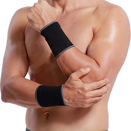 NEOtech Care Protège-poignet de marque Ultra léger, élastique et respirant - Compression moyenne - Bracelet pour tennis, golf, gym, sport (Noire, Taille M, 1 unité)