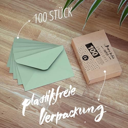 Japun - enveloppes (100 pièces) en papier, enveloppe, enveloppe sans fenêtre - DIN C6-162 x 114 mm - vert