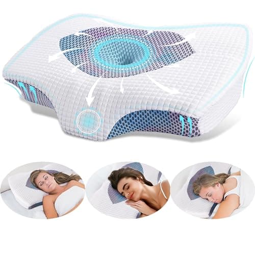 YunNasi Oreiller Ergonomique Cervical Memory Foam Oreiller Memoire Forme Oreiller Orthopédique de Forme pour Les Dormeurs sur Le Côté, Le Dos et Le Ventre (Style2:60 * 43 * 12/10.5cm)