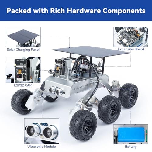 SUNFOUNDER GalaxyRVR Mars Rover Kit Robot vidéo Intelligent Compatible avec Arduino UNO R3 avec ESP32 Cam pour visuels FPV en Temps réel, Carte R3 et Piles Rechargeables incluses