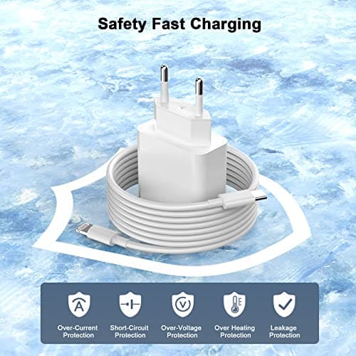 Chargeur Rapide iPhone 14 13 Pro Max, 4-Pack [Apple MFi Certifié] Chargeur Mural USB C PD 20W avec Câble de Charge Rapide USB C vers Lightning de 2 Mètres Compatible avec iPhone 14 13 12 11 XS XR X 8