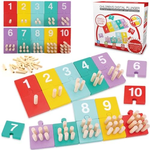 TEUVO Montessori Jouet Apprendre a Compter Jeux Educatif Enfants 1 2 3 4 5 Ans, Apprendre les Couleurs Bois Mathématiques Jouets Numérique Counting Block Motricité Fine Précoce Mathématiques Apprendre