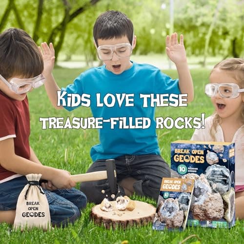 XXTOYS - Kit Pierres et Minéraux- 10 Géodes - Pierre Naturels à Ouvrir en Les Cassant - Découverte de Cristaux