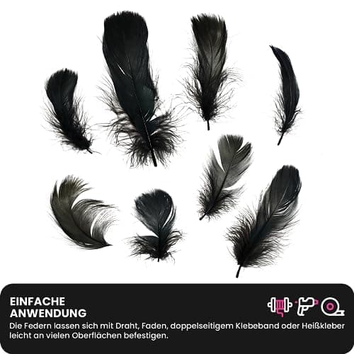 Netuno 150 plumes décoratives noires 10g plumes duveteuses décoratives plumes d'oiseaux plumes naturelles pour loisirs créatifs DIY bricolage décorations de fêtes attrape-rêves fabrication de masques