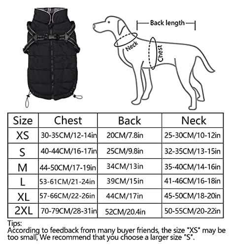Pethiy-Manteau d'hiver pour Chien avec Harnais intégré,Veste Chien Chaud en Polaire,Imperméable Vêtements Gilet pour Chien avec Harnais,Pull d'extérieur pour Moyenne et Petite Chiens-Noir-S