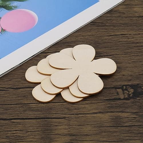 YINETTECH Lot de 30 copeaux de bois vierges en forme de fleur à suspendre - Accessoires pour loisirs créatifs, décoration d'intérieur - B