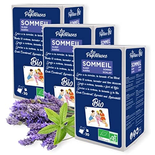 LES PAPOTEUSES | Infusion Sommeil BIO grâce à la verveine, la lavande et au tilleul | 60 Sachets | Coffret infusion de 3 boîtes de 20 infusettes | Certifié biologique