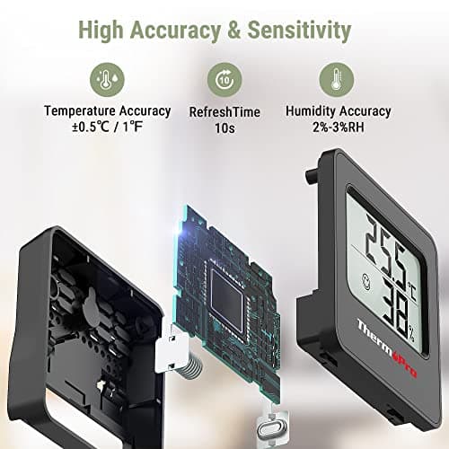 ThermoPro TP157-3 Hygromètre Digital Thermometre Interieur, Thermomètre Chambre Bébé avec Capteur d'humidité de Température et Icône de Visage Indicateur de Confort pour Serre, Cave à Vin, Bureau