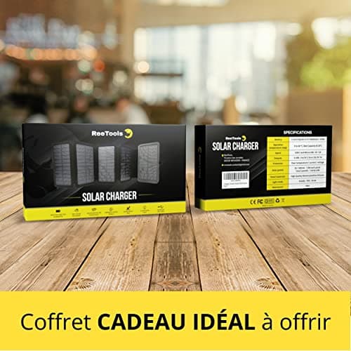 Batterie Externe Solaire avec 5 Panneaux Pliables, Câble Universel 3en1 & Lampe LED. Kit pour Randonnée Camping Survie. Power Bank, Alimentation Nomade pour Smartphone et Autres, idéal Survivalisme