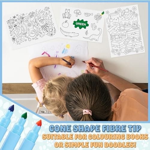 BlueY Feutres de Coloriage pour Enfants - Lot de 48 Feutres Enfant Lavables Non Toxiques Idée Cadeau Garcon Fille