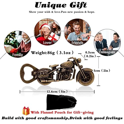 LKKCHER Décapsuleur de Bière Vintage en Forme de Motocyclette, Cadeau pour Homme, Cadeau Papa, Cadeau de Fête des Pères, Cadeau Noel Cadeau Anniversaire Homme pour Lui Papa Petit Ami Mari Grand-Père