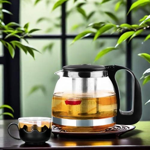 Théière, Theiere En Verre, Theiere Verre En Verre Avec Infuseur, Théière En Verre Transparent Thé En Vrac Théière En Verre Pour Floraison, Thé En Vrac (700 Ml)