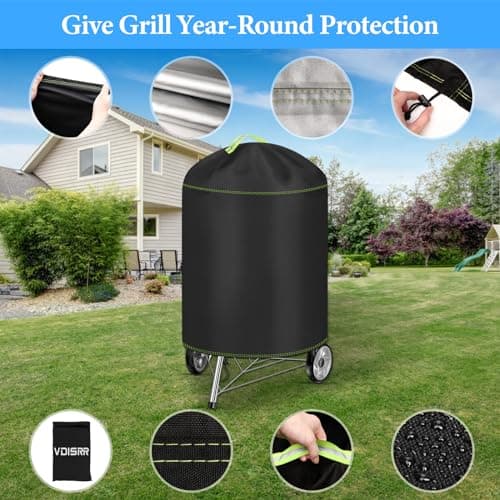 VDISRR Housse Barbecue Exterieur, 420D Oxford Bache Barbecue Exterieur Protection Ø63 x 88 cm, Anti-Vent/Solei/l'eau, Housse Plancha Convient la Plupart des Grills