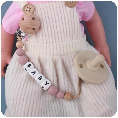attache tétine personnalisé prénom mot au choix - boules en silicone - bois naturel crochet - pour bébé fille garçon - 13 couleurs au choix - sucette- prénom lettre ou gravure prénom