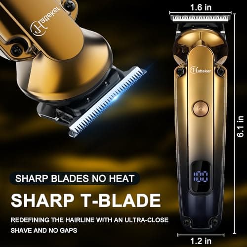 Hatteker Kit Tondeuse à Barbe Professionnel Avec Zero Gap T-Blade Tondeuse Rasoir Électrique Pour Le Nez Oreille Barbe Hommes Body Tondeuse Imperméable à l'eau Sans Fil Beauty Kit 6 en 1