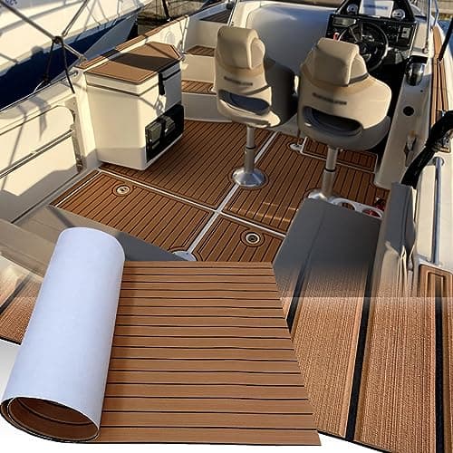 Hzkaicun Teca Sintetica Barco EVA 240x112cm Suelo Teca para Barcos de Espuma Autoadhesiva Suelo de Barco Antideslizante Alfombras para Barcos Motora Yate Kayak de Pesca Hoja de Cubierta de Barco