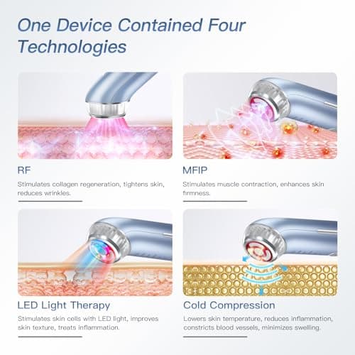 IBORRIA 2MHz Appareil Radiofréquence Visage, Aura2 Pro Appareil Anti Rides Visage Lifting, Luminothérapie Appareil Massage Visage, 90kHz EMS Appareils De Tonification Pour Le Lifting Visage (bleu)