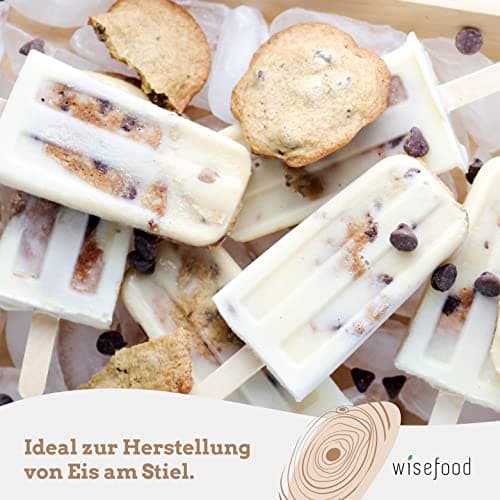 wisefood Lot de 100 bâtonnets de glace en bois naturel de 11 cm