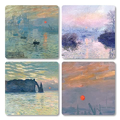 Giallobus - 4 carrés multi-panneaux - Claude Monet - Les plus belles oeuvres de Monet - Collection 3 - Bois MDF - 29,7x29,7 - x 4 pièces