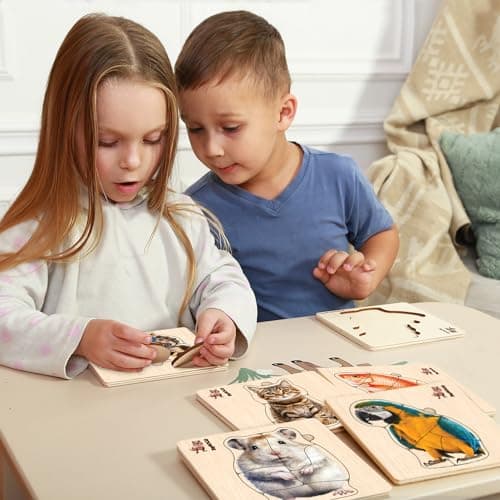 QUOKKA Puzzle Jouet Enfant 1 2 3 Ans - Puzzle en Bois Montessori de 1 an à 4 Ans - Jeux Educatif Enfant 2 Ans Puzzle Animaux pour Filles et Garçons