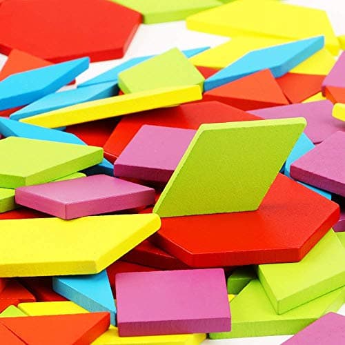 Afunti Puzzle en Bois-Tangram-Jouets Montessori-Jouets éducatifs classiques-155 Formes géométriques et 24 Cartes