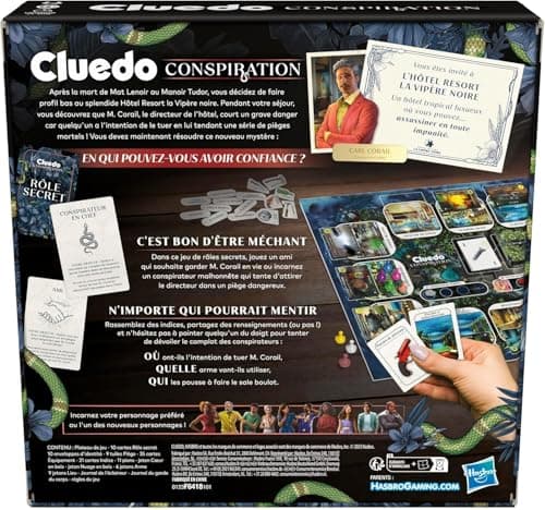 Hasbro Gaming Cluedo Conspiration, Jeu de Mystère, Jeux de Société pour Ados et Adultes, 4 à 10 Joueurs, Jeu d'Enquête et d'Énigme Multijoueur avec Rôles Secrets, Cadeau de Noël
