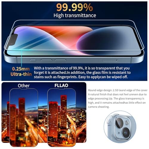 FLLAO 4 en 1 Coque pour iPhone 14 avec 2 Verre Trempé et 1 Caméra Protecteur, [Coussin d'air Intégré] Antichoc Antirayures Bumper Protection Housse pour iPhone 14 6.1", Transparent