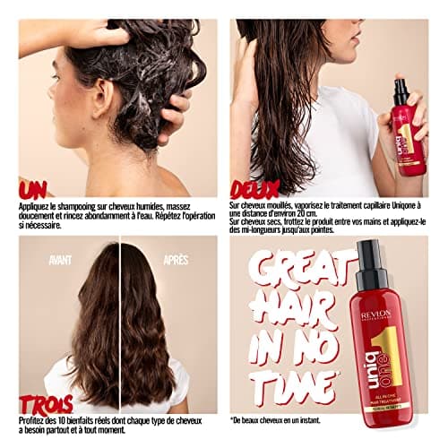 Revlon Professional UniqOne - Masque cheveux en Spray 10 en 1 - Protecteur de Chaleur pour Cheveux - Soin des Cheveux Sans Rinçage - Spray Cheveux Formule Vegan - Tous Types de Cheveux - 150 ml