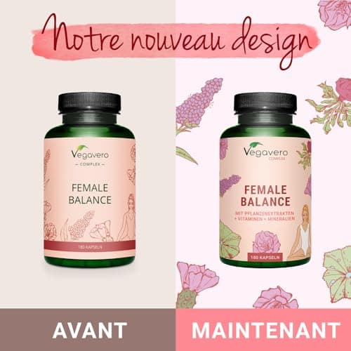 Reequilibrage Hormonal Femme | Avec Gattilier, Maca, Acide Folique | SPM + Dérèglement Hormone œstrogène | 180 Gélules | Vegan & Sans Additifs | Vegavero®