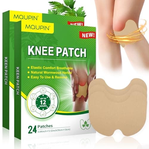 MQUPIN Patch de soulagement de la douleur au genou, 48 PCS Patchs de chaleur extensible à haute élasticité pour le genou, le dos, le cou, l'épaule, l'inflammation et les douleurs musculaires