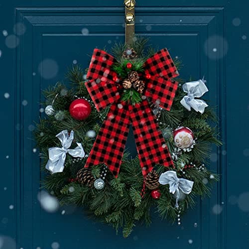 COLOFALLA 2PCS Noeuds de Noël 30x22.8cm Grande Taille Nœuds Papillons avec Pomme de Pin pour Sapin de Noël Décoration de Noël Emballage Cadeau Guirlande Voiture Mariage
