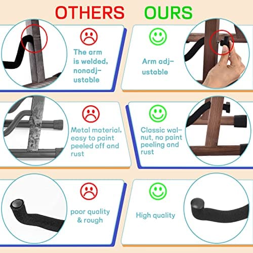 Support Guitare, Support Guitare Electrique en bois avec Caoutchouc Antidérapant et bras en Mousse Souple, Support Guitare Acoustique Portable et Pliable, Facile à Assembler