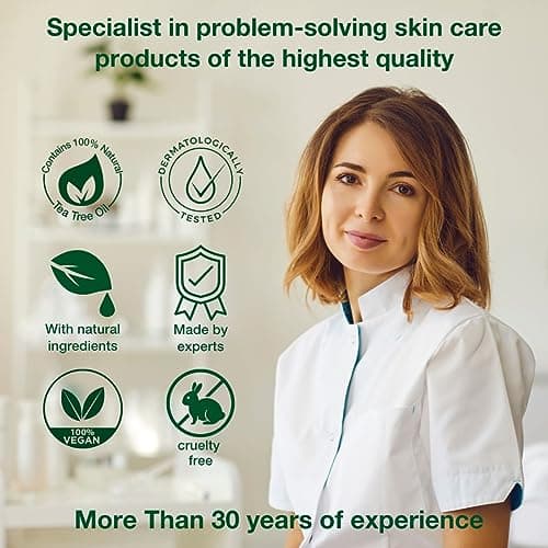 Nettoyant pour la peau professionnel 500 ml | Gel douche à l'huile de tea tree et à la rose | Gel douche pour le corps | A un effet adoucissant | Idéal pour les peaux impures et les boutons