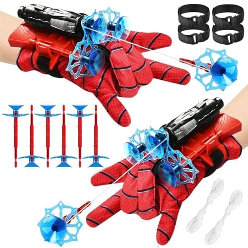 LIDEYE Gant de Lanceur Spiderman,2 Set Gant de Lanceur pour Spiderman, Jouets de Poignet Lanceur de Héros Jouets éducatifs drôles pour Enfants pour la fête de Cosplay (C)