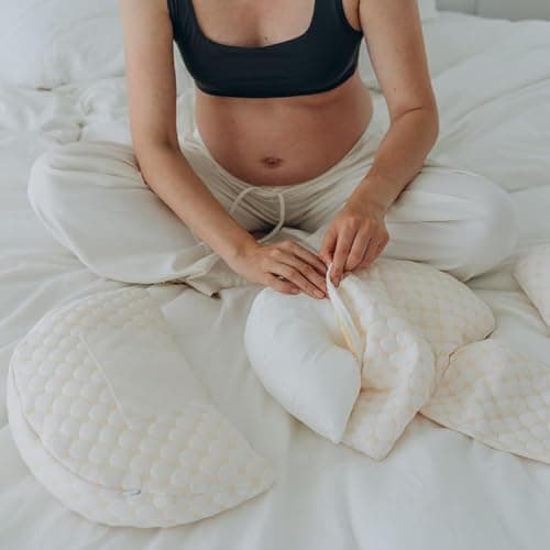 FOGOIN Natty Oreiller de Grossesse, Coussin de Grossesse pour Femme Enceinte, Soutien pour Le Dos, Les Hanches, Les Jambes, Oreiller de maternité avec Housse d'oreiller Amovible et réglable