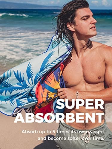 OCOOPA Serviette de Plage en Microfibre Ultralégère, Séchage Rapide, Couverture de Plage Absorbante, Serviette de Bain Douce et Facile à Entretenir pour Le Fitness, Voyages, Plage, Natation, 160x80cm