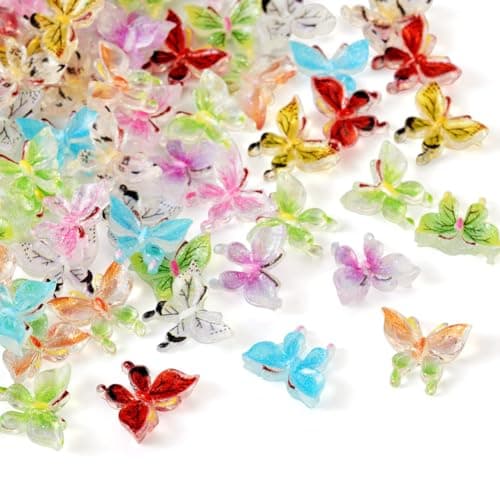 Cheriswelry Lot de 60 cabochons papillon à paillettes en résine transparente de couleurs mélangées pour décoration d'ongles, scrapbooking, pinces à cheveux, bricolage, bijoux artisanaux